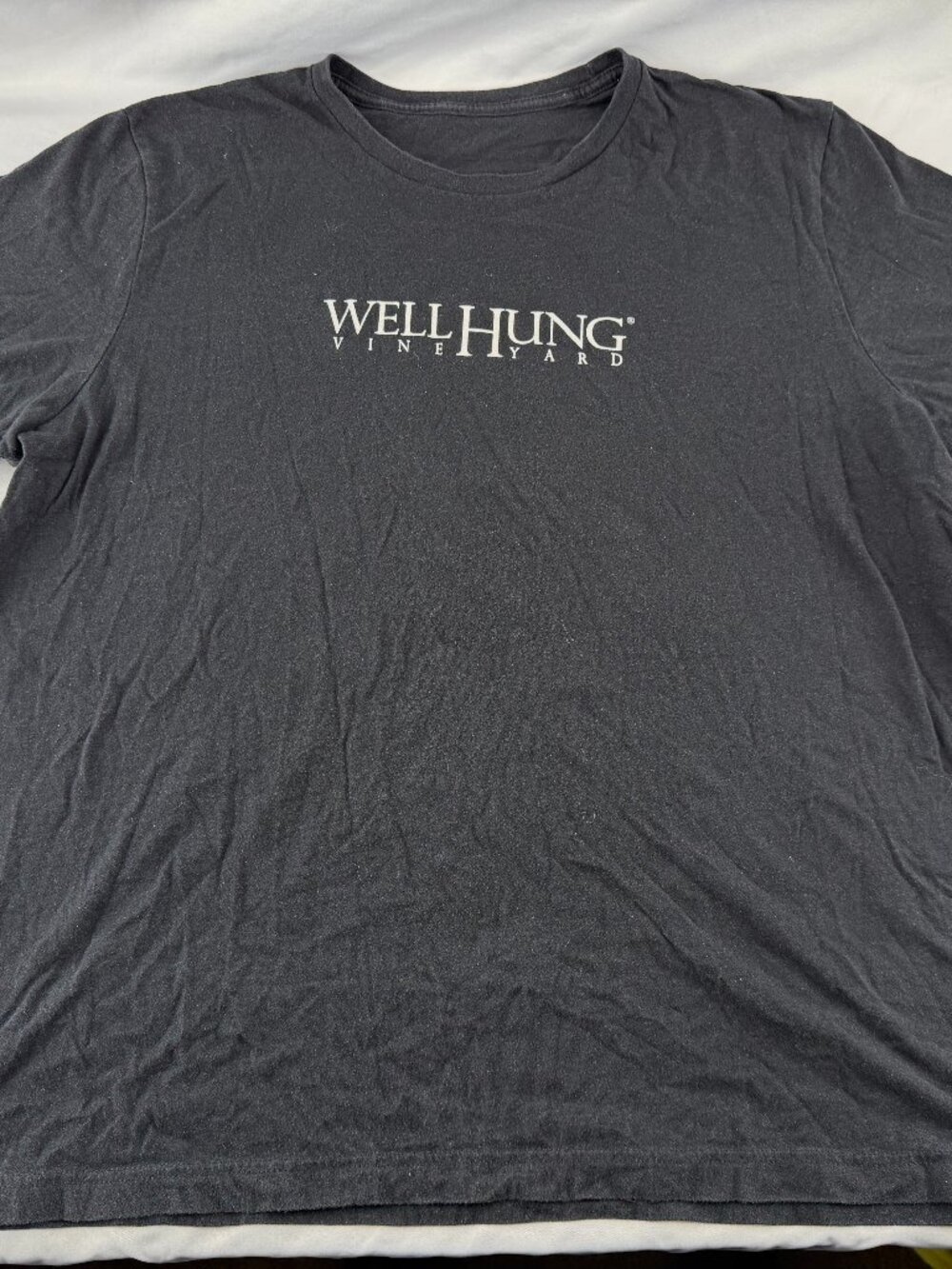 Well Hung Vineyard Graphic T-Shirt Men Black Short Sleeve Crew Neck Graphic Tee